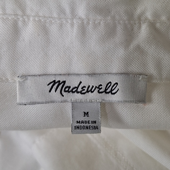 Madewell White Preppy Coquette Short Sleeve Tie Front Button Down Shirt Size M - Picture 2 of 13